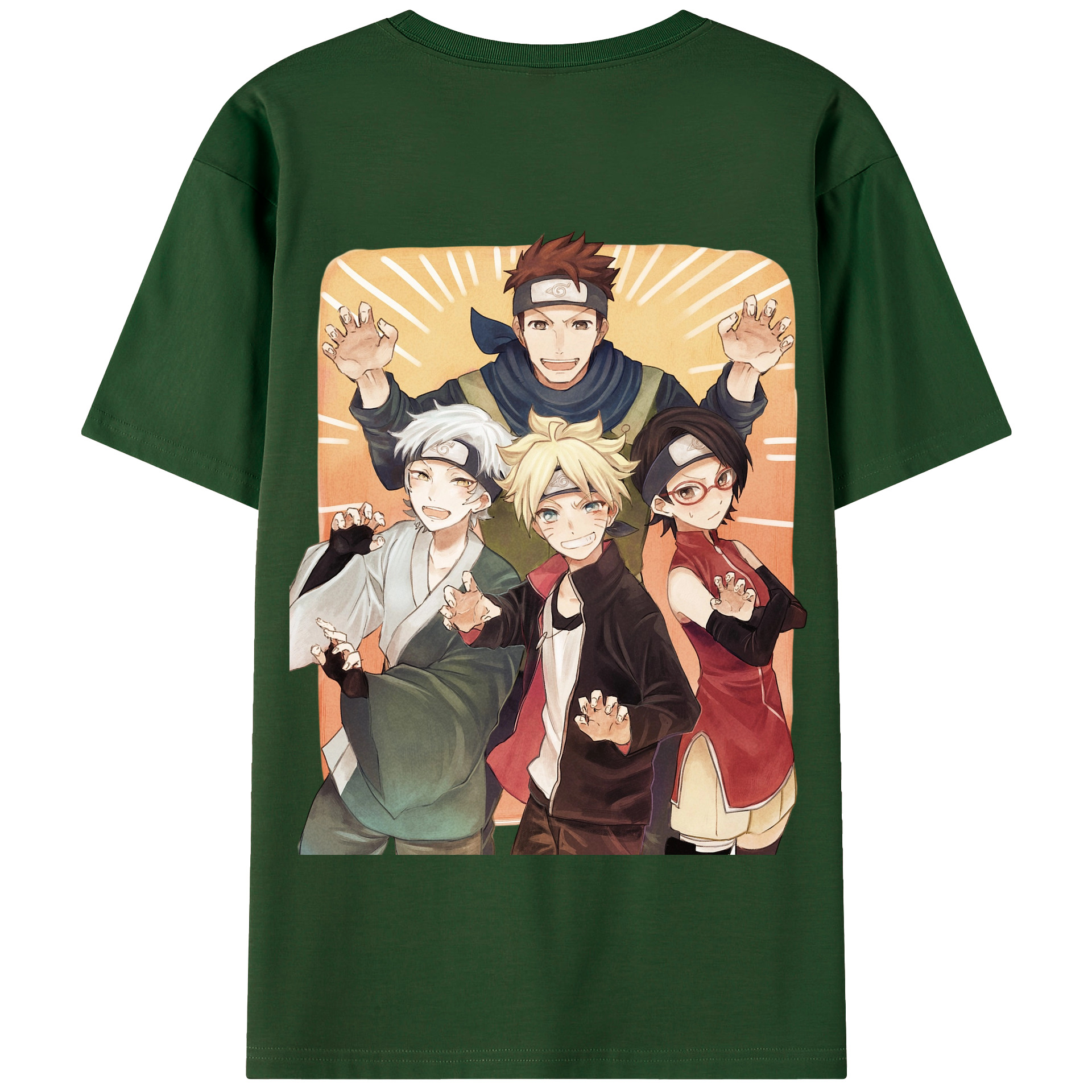 （画像用） NARUTO -ナルト- うちは サラダ Uchiha Sarada 綿100％半袖Tシャツ（背面プリント）